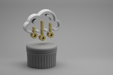 Poster - Beautiful abstract illustrations Cloud Data Storage symbol icons on a column stand and wonderful background. 3d rendering illustration. Background pattern for design. Web Hosting