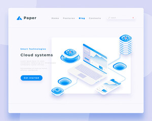 Wall Mural - cloud systems concept landing page header template.
