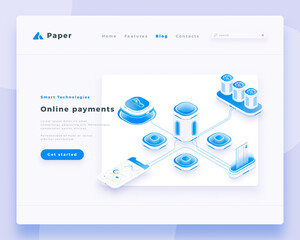 Wall Mural - online payments concept landing page header template.