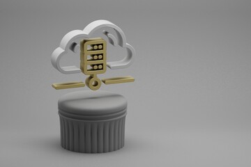 Aufkleber - Beautiful abstract illustrations Database Server  symbol icons on a column stand and wonderful background. 3d rendering illustration. Background pattern for design. Web Hosting