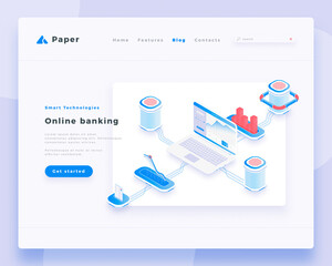 Wall Mural - online banking concept landing page header template.