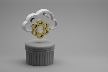 Aufkleber - Beautiful abstract illustrations Cloud Quantum Server symbol icons on a column stand and wonderful background. 3d rendering illustration. Background pattern for design. Web Hosting