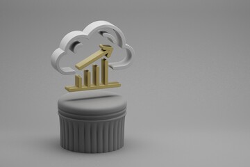 Aufkleber - Beautiful abstract illustrations Cloud Database Server Analytics symbol icons on a column stand and wonderful background. 3d rendering illustration. Background pattern for design. Web Hosting