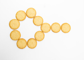 Poster - top view, biscuit isolated on white background