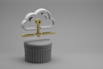 Aufkleber - Beautiful abstract illustrations Cloud Server Download symbol icons on a column stand and wonderful background. 3d rendering illustration. Background pattern for design. Web Hosting