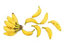 Yellow Bananas Isolated On White Background,top View