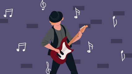 Canvas Print - male musician playing electric guitar