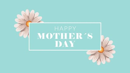 Wall Mural - happy mothers day lettering with flowers