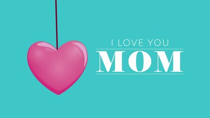 Wall Mural - happy mothers day lettering with heart hanging