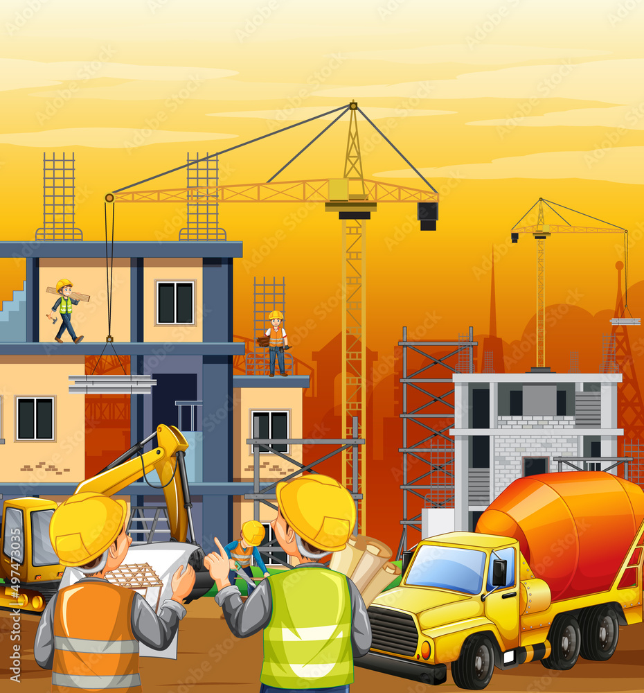 Building construction site background Stock Vector | Adobe Stock