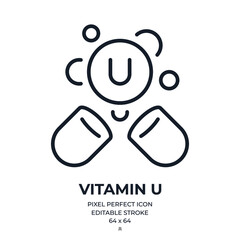 Canvas Print - vitamin u editable stroke outline icon isolated on white background flat vector illustration. pixel 