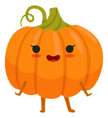 Poster - Kawaii pumpkin with happy face. Autumn holiday mascot