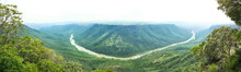 Oribi Gorge Nature Reserve Panoramic View. KwaZulu-Natal, South Africa Tourism Destination. Scenic Landscape Panorama Of River, Gorge And Mountains. 