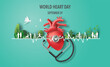 World Heart Day concept, heart with a stethoscope and many people doing activities, paper illustration, and 3d paper.