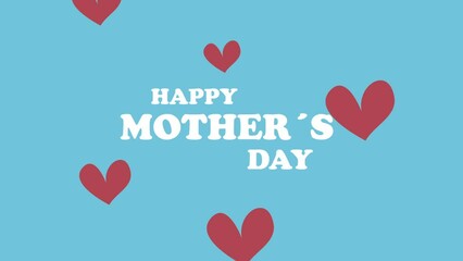 Wall Mural - happy mothers day lettering with hearts