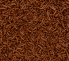 Sticker - Chocolate sprinkled noodles, cake and bakery decoration, sprinkles as a 3d background illustration