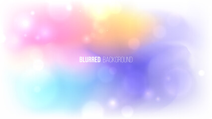 Fototapete - Blurred background with bokeh effect and light color gradient. Shiny banner for your creative graphic design. Vector illustration.