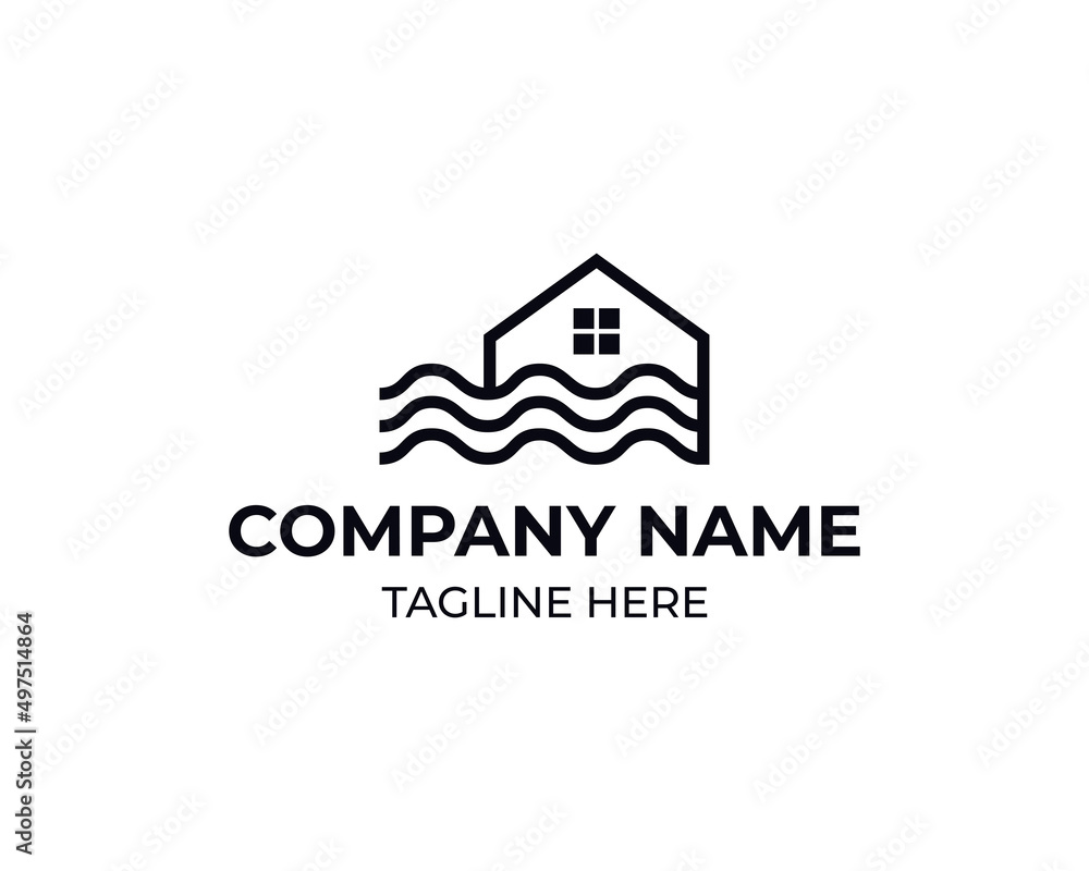 House Logo. Gold House Symbol Geometric Linear Style isolated on Double ...