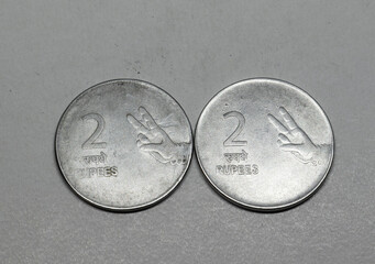 Indian Currency two Rupees silver Coin, Indian Currency, Money, two Rupees old coin