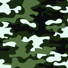 Wall Mural - Camouflage texture seamless pattern. Abstract modern military camo background for fabric and fashion textile print. Vector illustration.