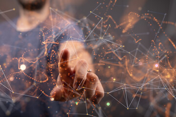 cloud network Computer connects to internet server service for cloud data transfer