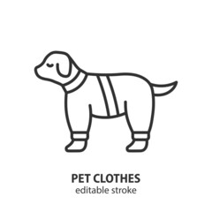 Wall Mural - Pet clothing line icon. Dog clothes vector sign. Editable stroke.