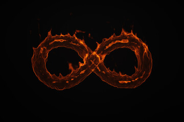 Sticker - burning infinity sign on black background