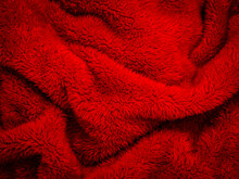 Close Up Texture Of Red Fluffy Fabric