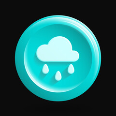 Blue Weather Forecast Icon. Isolated 3D Round Button. Vector illustration