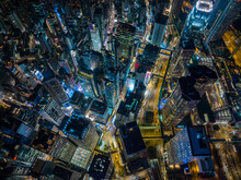 Top Donw View Of Hong Kong City At Night