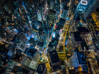Fototapete - Top donw view of Hong Kong city at night