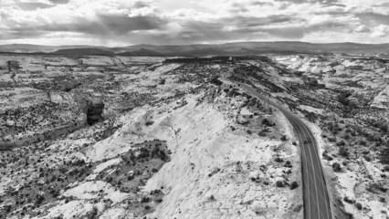 Canvas Print - Aerial view of beautiful road across the canyon.