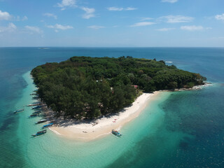 Breathtaking aerial view of Lombok Island in the blue ocean, Indonesia