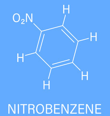 Poster - Nitrobenzene solvent molecule. Skeletal formula.