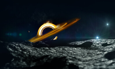 Wall Mural - black hole and stars and cloud fields in outer space