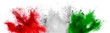 colorful italian tricolore flag red white green color holi paint powder explosion isolated background. italy europe celebration tifosi soccer travel tourism concept