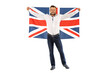 © A Stock Studio - Man with the flag of Great Britain on a white background.