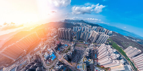 Fototapete - Panorama cityscape of Hong Kong city 2022