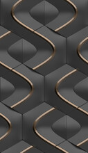 Black And Chrome Metal Geometric Seamless Pattern.
