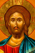 Detail of byzantine or orthodox icon depicting the face of Jesus Christ.