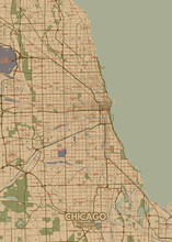 Poster Chicago - Illinois Map. Road Map. Illustration Of Chicago - Illinois Streets. Transportation Network. Printable Poster Format.