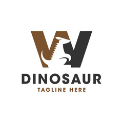 Poster - dinosaur illustration logo with letter W