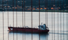 A Container Ship Traverses The Golden Gate