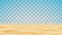 Realistic Texture Of Beach Or Desert Sand. Vector Illustration With Ocean, River, Desert Or Sea Sand Isolated On Checkered Background. 3d Vector Illustration.