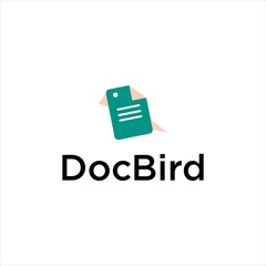 document page logo design. playful fly bird vector logotype