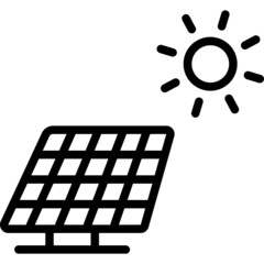 Sticker - Black line icon for Solar energy