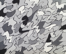A Monochrome Abstract Painting In Four Tones Of Grey; Random Shapes