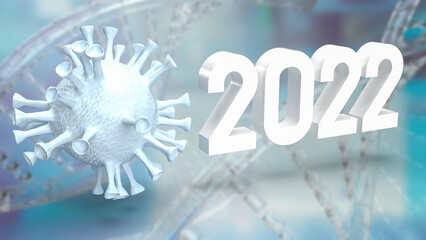 The virus and 2022 number for outbreaks or medical concept 3d rendering