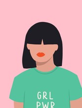 Woman Wearing Feminist Girl Power T-shirt Illustration
