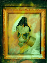 Gasmask In The Golden Frame